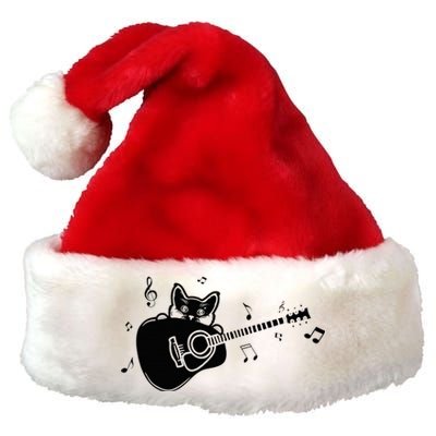 Guitarist Cat Guitar Music Lover Premium Christmas Santa Hat