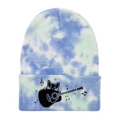 Guitarist Cat Guitar Music Lover Tie Dye 12in Knit Beanie