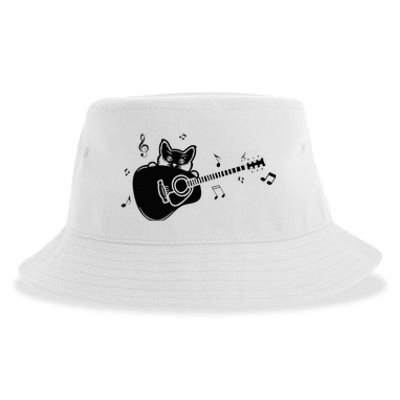 Guitarist Cat Guitar Music Lover Sustainable Bucket Hat