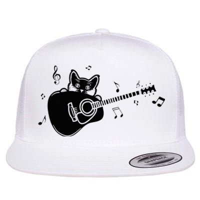 Guitarist Cat Guitar Music Lover Flat Bill Trucker Hat