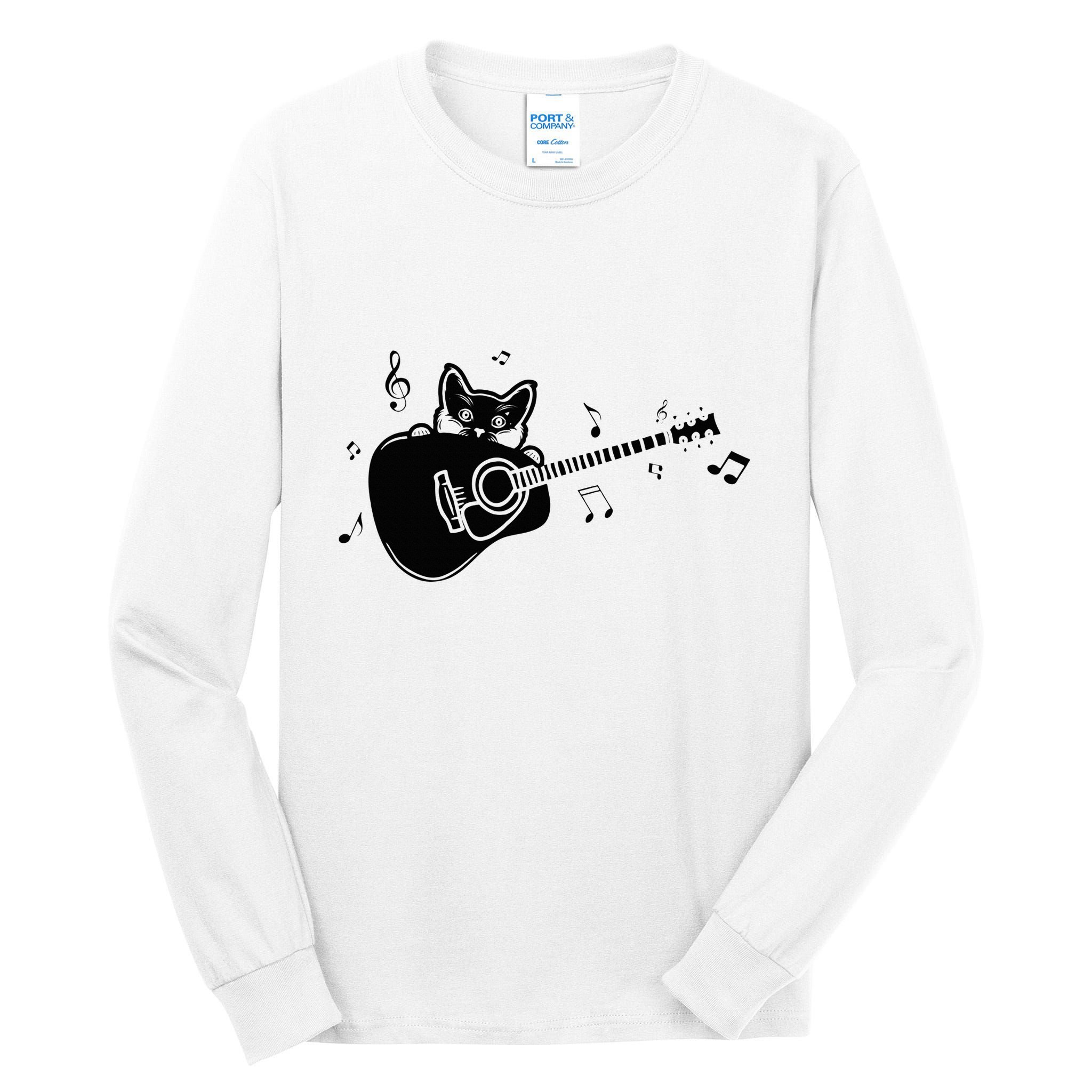 Guitarist Cat Guitar Music Lover Tall Long Sleeve T-Shirt