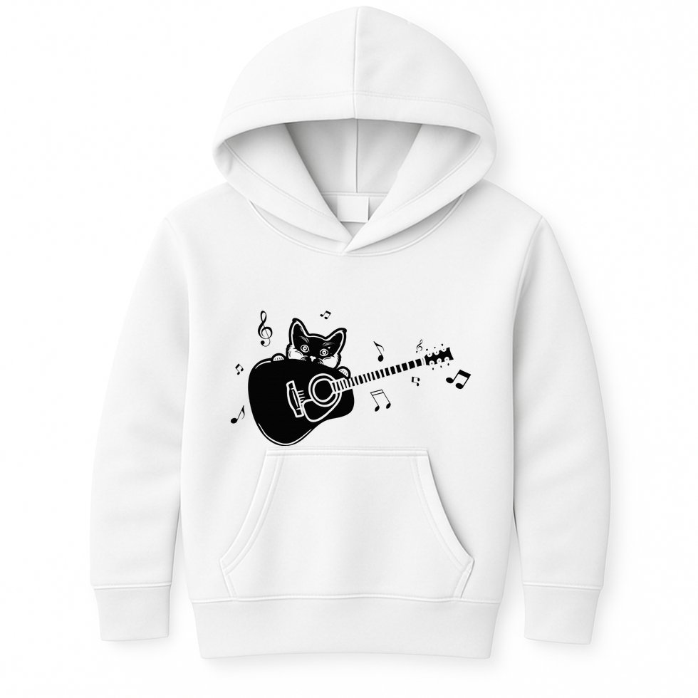 Guitarist Cat Guitar Music Lover Kids Hoodie