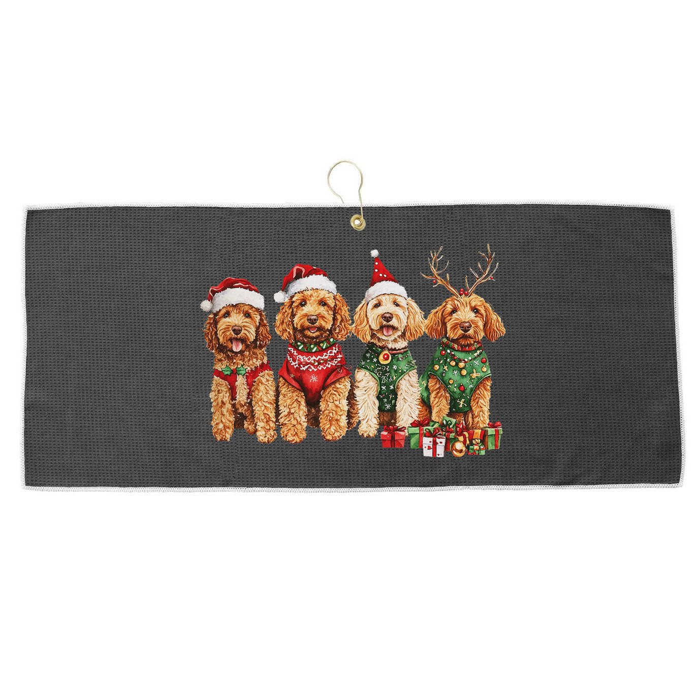 Goldendoodle Christmas Golden Doodle Pajamas For Women Large Microfiber Waffle Golf Towel