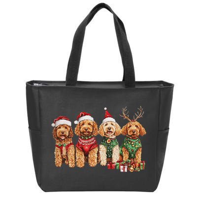 Goldendoodle Christmas Golden Doodle Pajamas For Women Zip Tote Bag