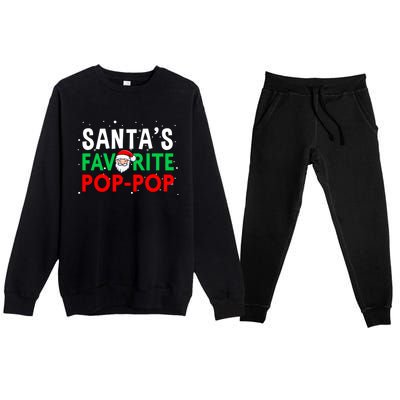 Grandpa Christmas Gift SantaS Favorite Poppop Gift Premium Crewneck Sweatsuit Set