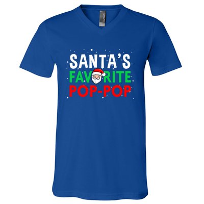 Grandpa Christmas Gift SantaS Favorite Poppop Gift V-Neck T-Shirt