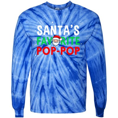 Grandpa Christmas Gift SantaS Favorite Poppop Gift Tie-Dye Long Sleeve Shirt