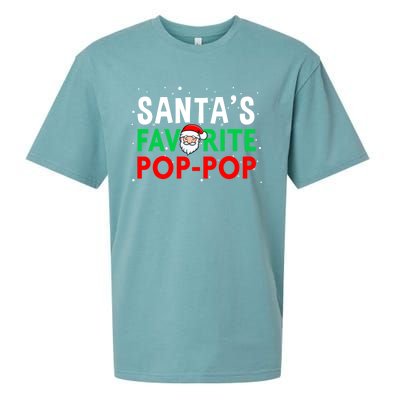 Grandpa Christmas Gift SantaS Favorite Poppop Gift Sueded Cloud Jersey T-Shirt