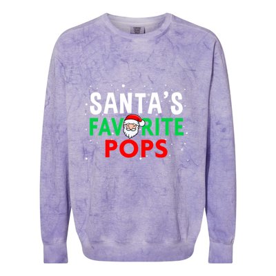 Grandpa Christmas Great Gift SantaS Favorite Pops Funny Gift Colorblast Crewneck Sweatshirt