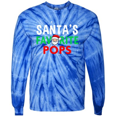 Grandpa Christmas Great Gift SantaS Favorite Pops Funny Gift Tie-Dye Long Sleeve Shirt