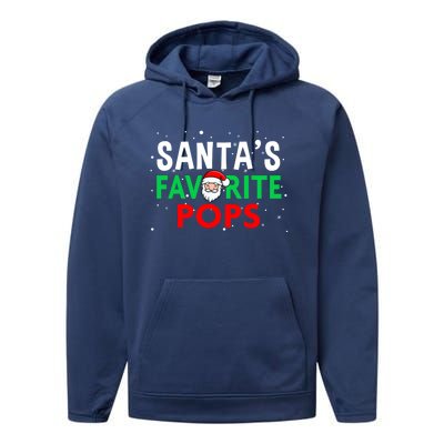 Grandpa Christmas Great Gift SantaS Favorite Pops Funny Gift Performance Fleece Hoodie