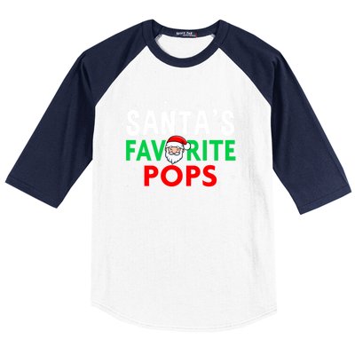 Grandpa Christmas Great Gift SantaS Favorite Pops Funny Gift Baseball Sleeve Shirt