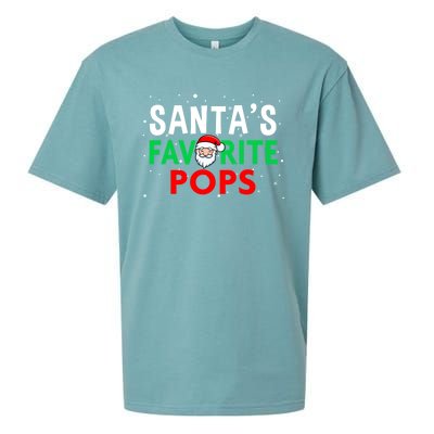 Grandpa Christmas Great Gift SantaS Favorite Pops Funny Gift Sueded Cloud Jersey T-Shirt