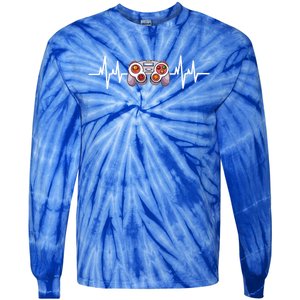 Gamer Controller Gaming Heartbeat Cool Gift Tie-Dye Long Sleeve Shirt