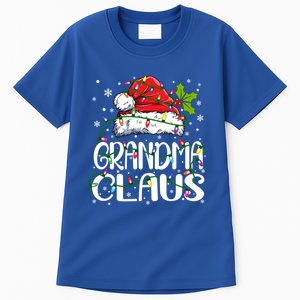 Grandma Claus Gift Christmas Lights Pajama Family Matching Gift Tall T-Shirt