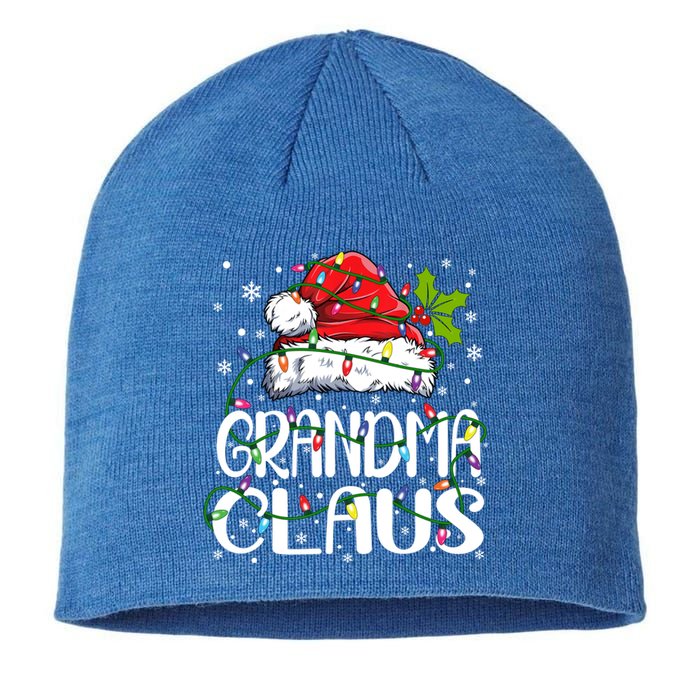 Grandma Claus Gift Christmas Lights Pajama Family Matching Gift Sustainable Beanie