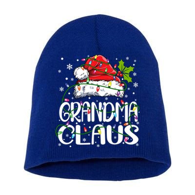 Grandma Claus Gift Christmas Lights Pajama Family Matching Gift Short Acrylic Beanie