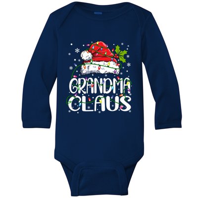 Grandma Claus Gift Christmas Lights Pajama Family Matching Gift Baby Long Sleeve Bodysuit