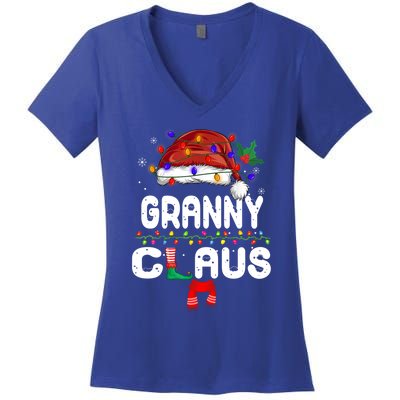 Granny Claus Gift Christmas Pajama Family Matching Xmas Cute Gift Women's V-Neck T-Shirt