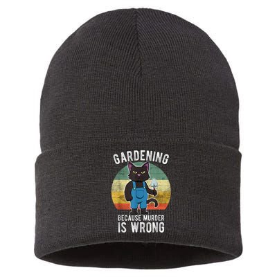 Gardener Cat Gardening Because Murder Is Wrong Sustainable Knit Beanie