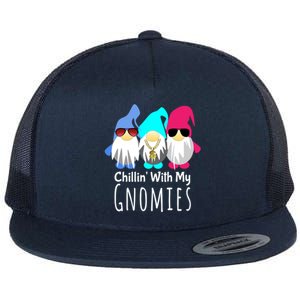 Gnome Cool Gift Gnome Gift Chillin With My Gnomies Mythical Flat Bill Trucker Hat