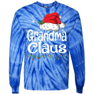 Grandma Claus Gift Christmas Pajama Family Matching Xmas Gift Tie-Dye Long Sleeve Shirt