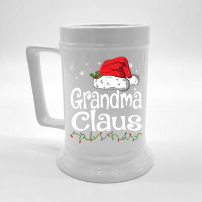 Grandma Claus Gift Christmas Pajama Family Matching Xmas Gift Beer Stein