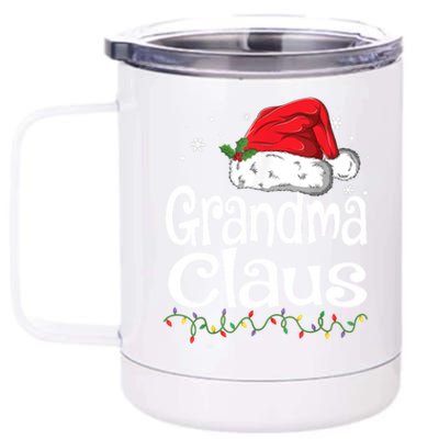 Grandma Claus Gift Christmas Pajama Family Matching Xmas Gift 12 oz Stainless Steel Tumbler Cup