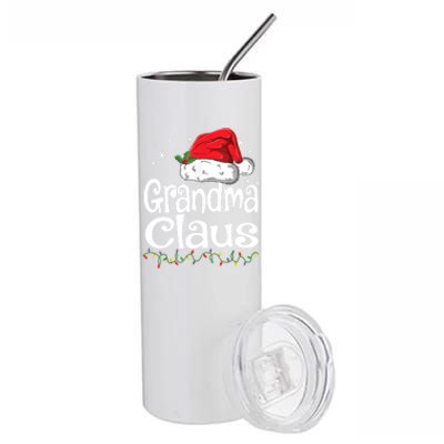 Grandma Claus Gift Christmas Pajama Family Matching Xmas Gift Stainless Steel Tumbler