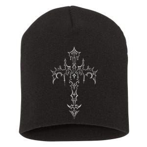 Gothic Cross Grunge Aesthetic Mall Goth Short Acrylic Beanie