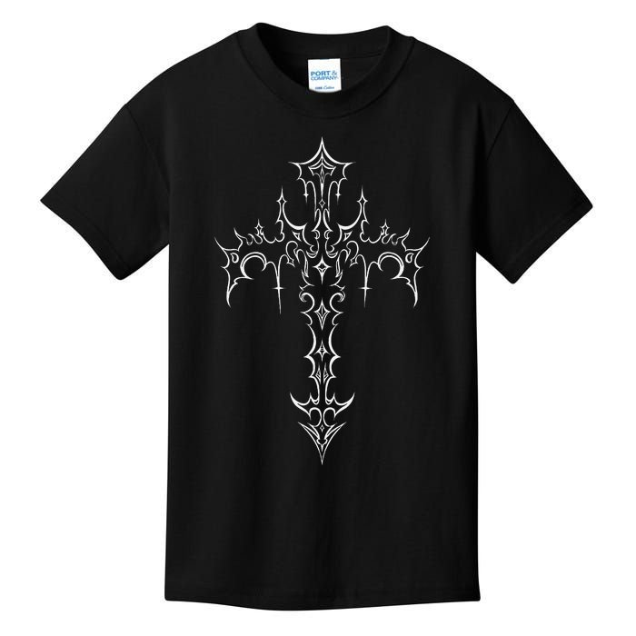 Gothic Cross Grunge Aesthetic Mall Goth Kids T-Shirt