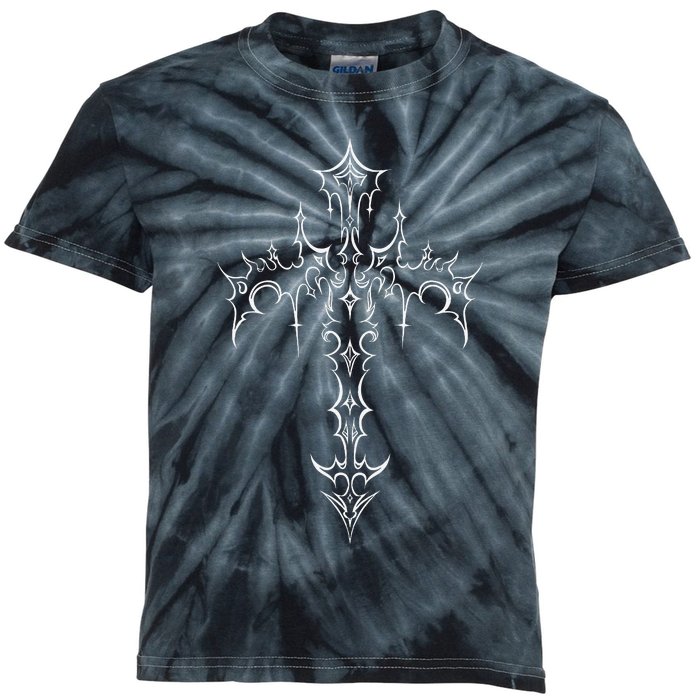 Gothic Cross Grunge Aesthetic Mall Goth Kids Tie-Dye T-Shirt