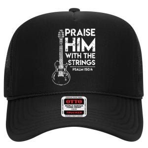 Guitar Christian Guitarist Guitar Player Adult Gift High Crown Mesh Back Trucker Hat