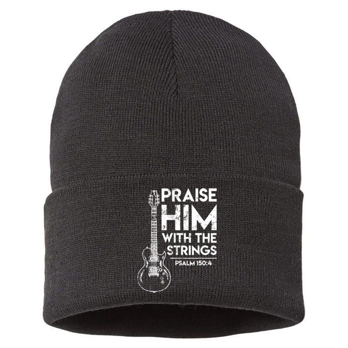 Guitar Christian Guitarist Guitar Player Adult Gift Sustainable Knit Beanie