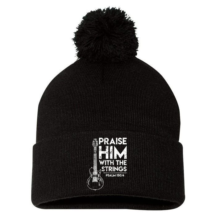 Guitar Christian Guitarist Guitar Player Adult Gift Pom Pom 12in Knit Beanie