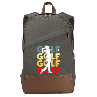 Golf Club Golfing Golfer Cotton Canvas Backpack