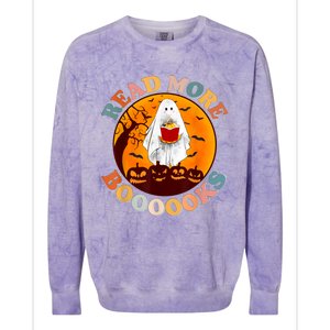 Groovy Cute Ghost Boo Read More Books Funny Halloween Colorblast Crewneck Sweatshirt