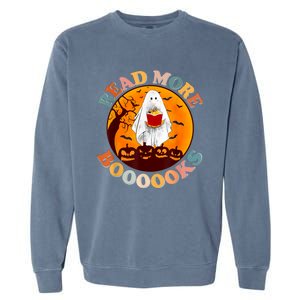 Groovy Cute Ghost Boo Read More Books Funny Halloween Garment-Dyed Sweatshirt