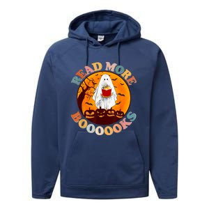 Groovy Cute Ghost Boo Read More Books Funny Halloween Performance Fleece Hoodie