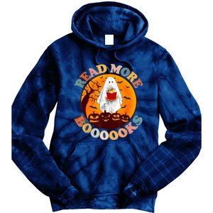 Groovy Cute Ghost Boo Read More Books Funny Halloween Tie Dye Hoodie