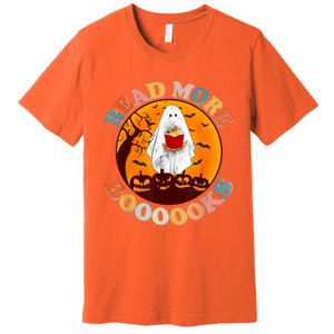 Groovy Cute Ghost Boo Read More Books Funny Halloween Premium T-Shirt