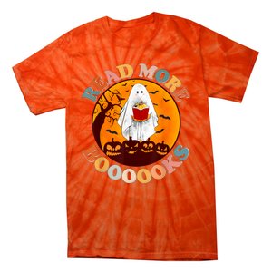 Groovy Cute Ghost Boo Read More Books Funny Halloween Tie-Dye T-Shirt