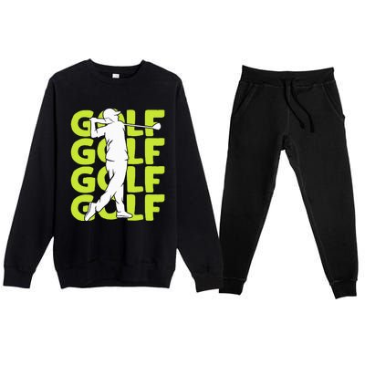 Golf Club Golfing Golfer Premium Crewneck Sweatsuit Set