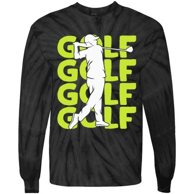 Golf Club Golfing Golfer Tie-Dye Long Sleeve Shirt