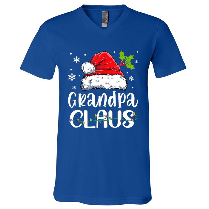 Grandpa Claus Gift Christmas Pajama Family Matching Xmas Gift V-Neck T-Shirt