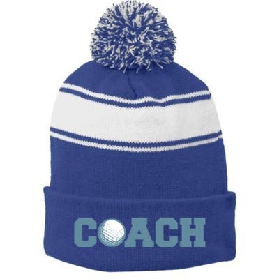 Golf Coach Gift Stripe Pom Pom Beanie