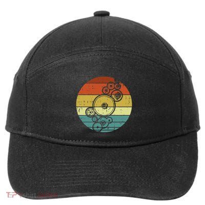 Gears Car Guys Retro Car Technician Auto Mechanic Garage 7-Panel Snapback Hat