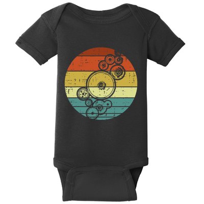 Gears Car Guys Retro Car Technician Auto Mechanic Garage Baby Bodysuit
