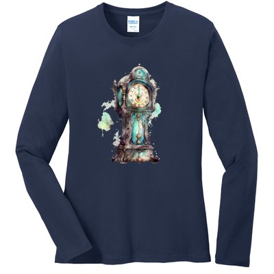 Grandfather Clock Ladies Long Sleeve Shirt