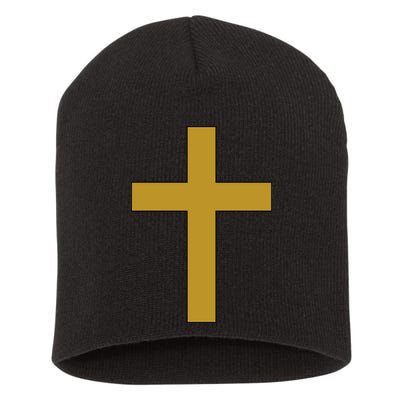 Golden Cross Short Acrylic Beanie